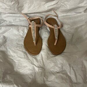 Madeline Stuart Pink and Brown Sandals with Rhinestones NWOT